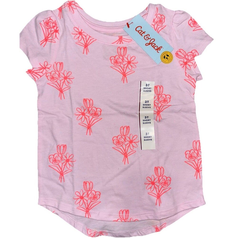 Cat & Jack Baby Girl 4-Piece Clothing Lot 3T Cotton Blend Pink Purple Floral - Picture 2 of 5